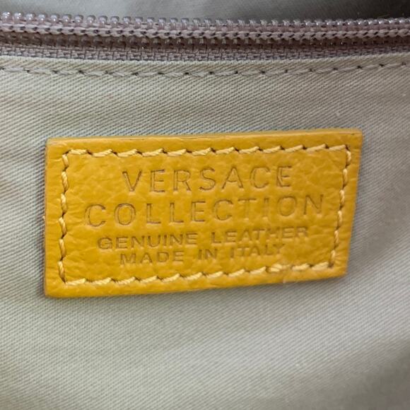 VERSACE COLLECTION Mustard Yellow Pebble Grain Leather Shoulder Bag - Picture 7 of 10